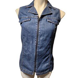 Austin Clothing Co. denim vest Women's XS ZIp-up sleeveless top Blue 100% cotton